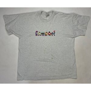 VINTAGE London Embroidered T-shirt Men XL Gray 90s Single Stitch